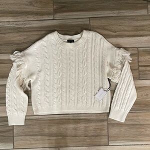 Women's White Cable Knit Sweater “1 State”